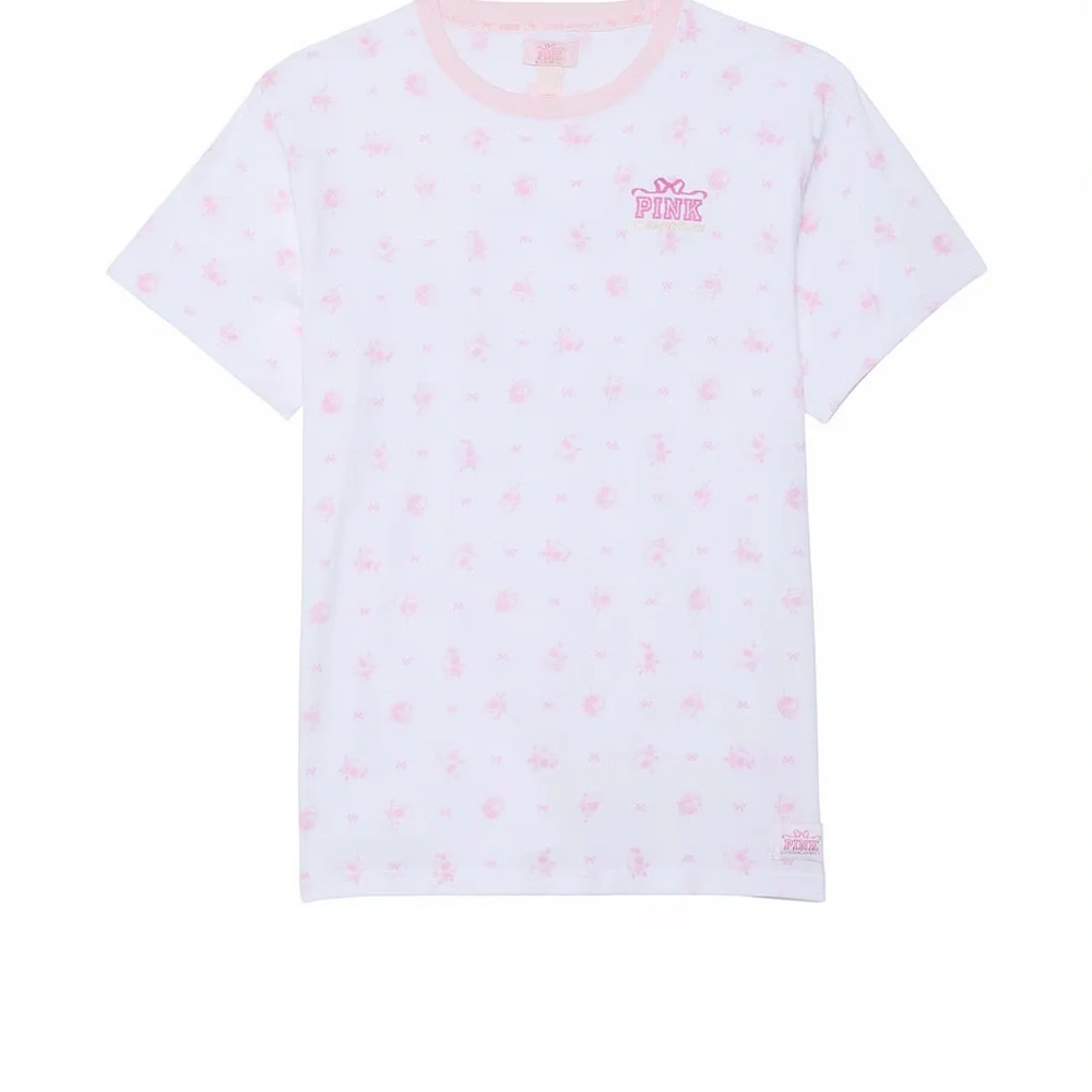 PINK X LOVESHACKFANCY CAMPUS COTTON TEE Size M NWT - Picture 4 of 5